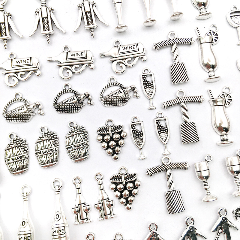 1g Weight Pendant Jewelry Making Type DIY Jewelry Accessories Classification 1 Piece Quantity Alloy Material Grape, Wine Glass Pattern Plating Design Simple Style Style 1 Piece Alloy Grape Wine Glass Pendant 3
