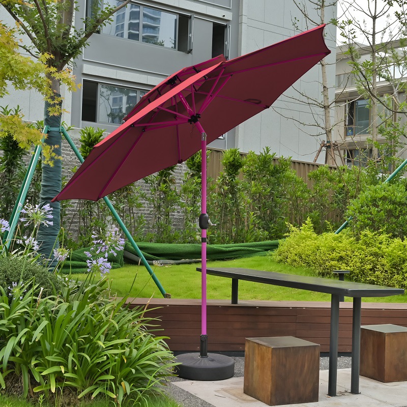 2.7 Mimei paraguas rojo barra balancante sombrillas patio café terraza jardín lámpara solar paraguas villa pabellón image 9