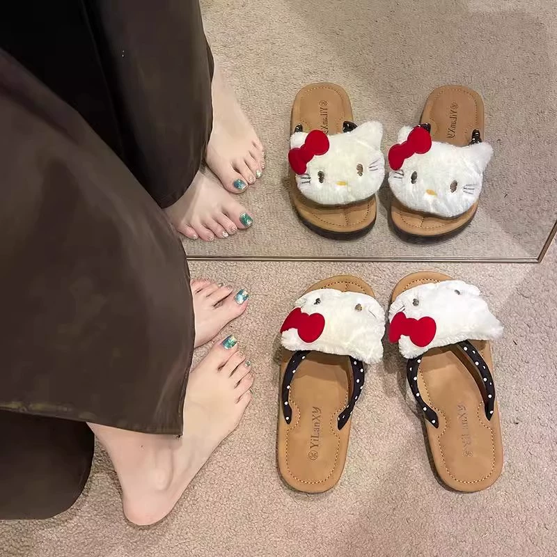 Hello Kitty, нескользящие модные вьетнамки, слайд, западный стиль