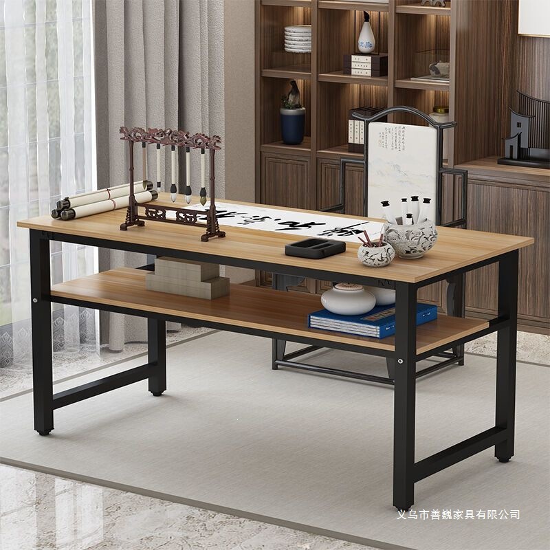 Training Double-Layer Home Writing Desk, Painting and Calligraphy Table, Brush Computer Desk, Study Desk, Tutoring Class Simple Calligraphy Table