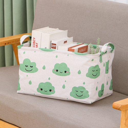 Desktop storage basket cotton and linen folding toy storage box household waterproof dirty clothes storage basket basket dropshipping