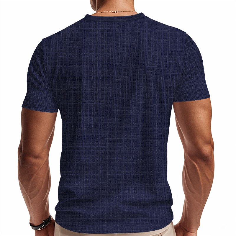 Camiseta hombre lino y bambú cuello en v verano transpirable_voghion.com