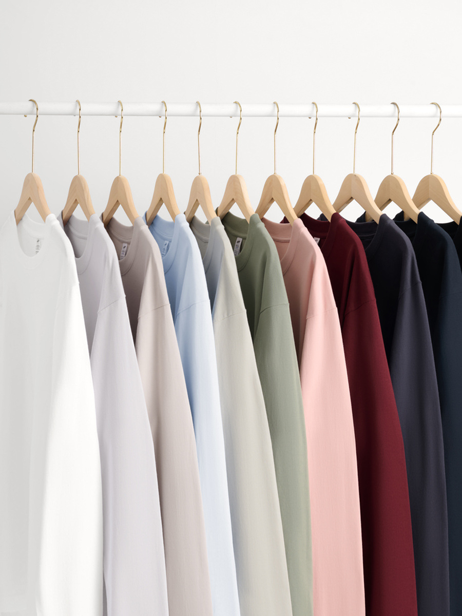 230 gramos de camiseta de manga larga, ropa de algodón personalizada, logotipo de impresión personalizado, camiseta de publicidad de cuello redondo