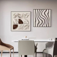 意式极简餐厅装饰画现代轻奢组合挂画3D立体高级感客厅背景墙壁画