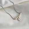 Pendant from pearl, brand necklace stainless steel, summer universal chain for key bag , Japanese and Korean, simple and elegant design