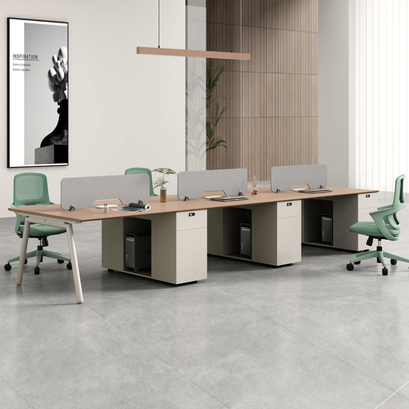 Office desk, employee workstation, four-person desk set, designed with individual power outlets, available in 2/4/6-person configurations, creative staff desk