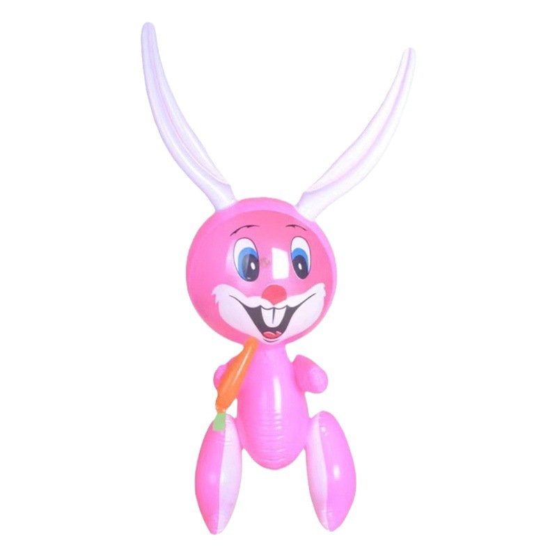 Factory Direct cute cartoon children's inflatable toy leather goods PVC long ears rabbit big white rabbit holding radish rabbit