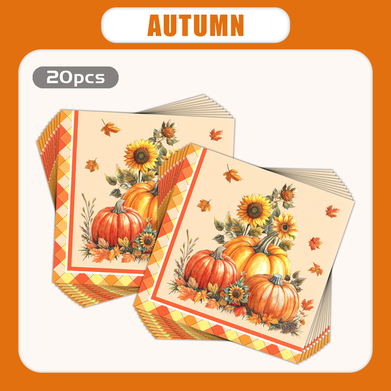 [Ready Stock] Autumn Sunflower Pumpkin Maple Leaf Children's Holiday Party Decorative Tissue