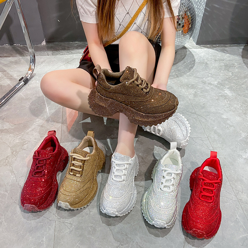Torre Shoes Ins Super Fire Rhinestone Full Diamond Thick Bottom Platform 7cm Small White Shoes Casual sneaker Women's Shoes Trendy Torre Shoes Ins Super Fire Rhinestone Full Diamond Thick Bottom Platform 7cm Small White Shoes Casual sneaker Women's Shoes Trendy