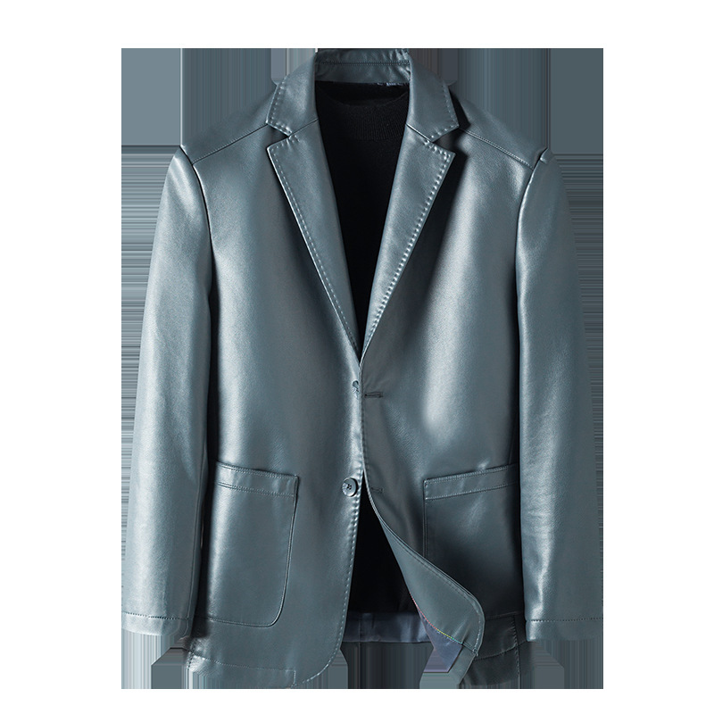 2026 Haining Men's Leather Suit Jacket Autumn Winter Stylish Suit Collar Men's Coat Fashionable Men's Sheepskin Suit