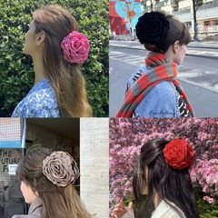 Caro同モデルの乾燥バラの花は女性の春夏の新型の髪を挟んで、後頭部のサメはフランスの髪を挟みます。