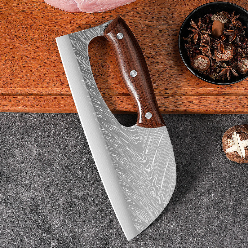 Cuchillo de corte de mano de obra mayorista de fábrica cuchillo de cocina doméstico super afilado spot agente nuevo mango de madera de acero inoxidable para cortar verduras