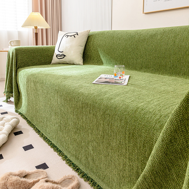 Toalla de sofá impermeable, cubierta de sofá antideslizante universal de cuatro estaciones, simple y alta sensación de cojín de sofá en línea recta