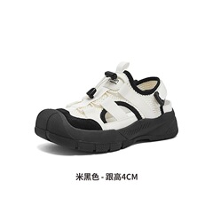 厚底快適なスプライシング通気性メッシュ中空スポーツシューズ 2025 春夏ベルクロソフトソールカジュアルシューズ女性用