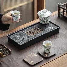 乌金石茶盘轻奢家用茶具茶台小型带储排沥水盘干泡台托盘