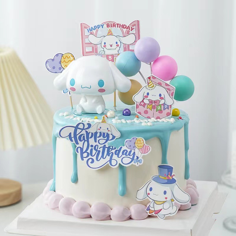 Decoración de pastel de perro de jade adorno de decoración de pastel de perro de orejas grandes blancas de dibujos animados retro Kulomi complemento de vestir para hornear tarjeta de cumpleaños