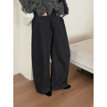 TG 造型感底抓绒牛仔裤女2025冬季新款修饰腿型显瘦宽松长裤25887