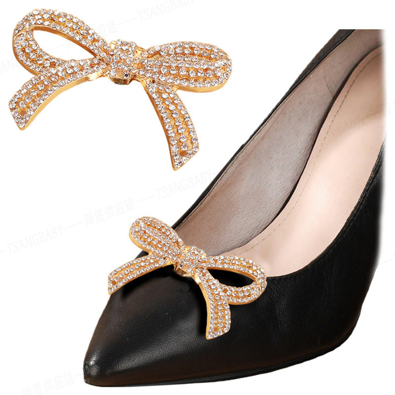 Clips para zapatos con lazo de diamantes de imitación transfronterizos, hebillas desmontables para zapatos, decoraciones de zapatos a la moda, accesorios para zapatos