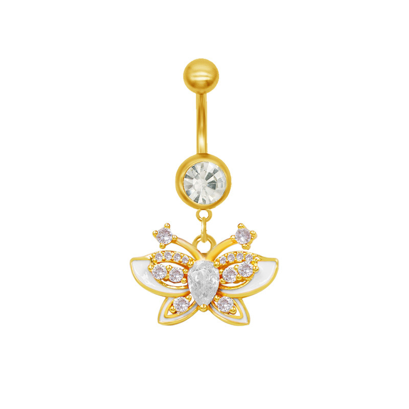 Piercing de nombril lune et papillon avec strass en forme cœur_voghion.com