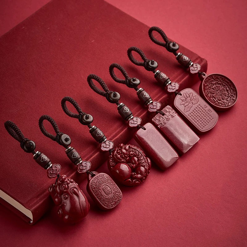 硃砂貔貅汽車鑰匙扣精緻女硃砂鑰匙掛件低含量平安無事牌吊墜男