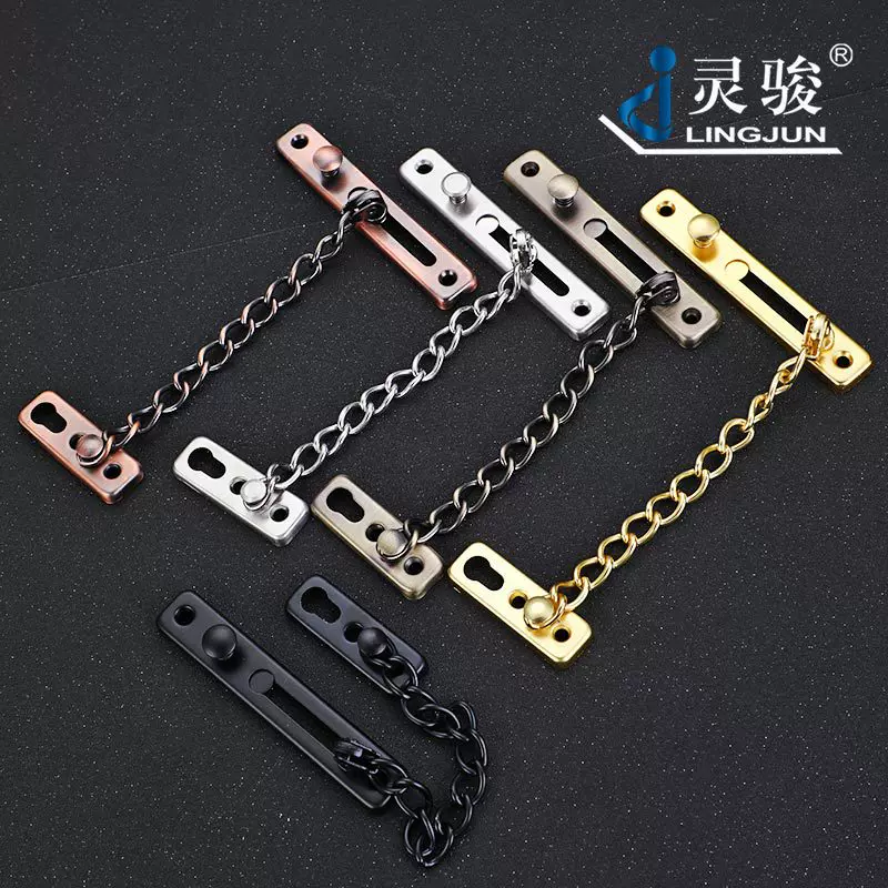 酒店房门不锈钢按键防盗链旅馆推拉反锁链加厚插销