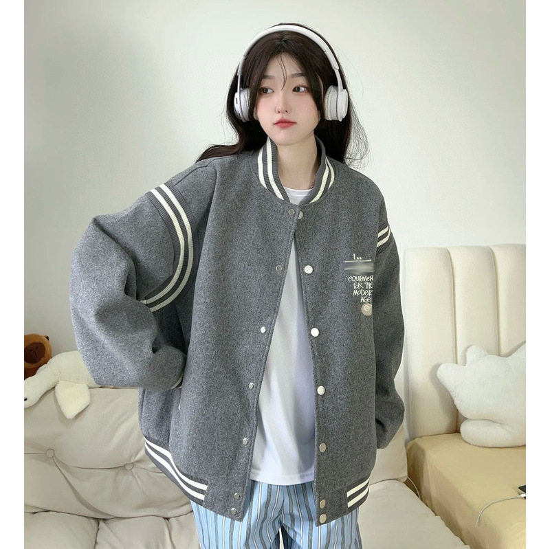 Stu American Retro Classic No. 8 Ball Embroider Baseball Uniform Thin Cotton Jacket Jacket Preppy Casual Top