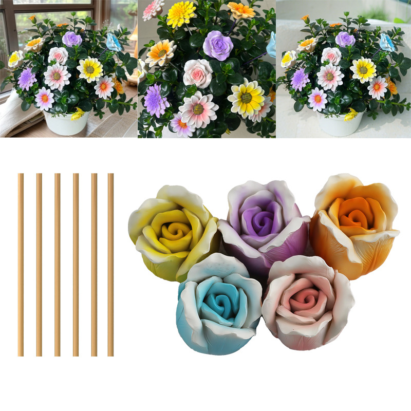  Creativenewproducts Resin Flower Five-Piece Set of Flower Pots, Flower Arrangements, Gardening Potted Decorations