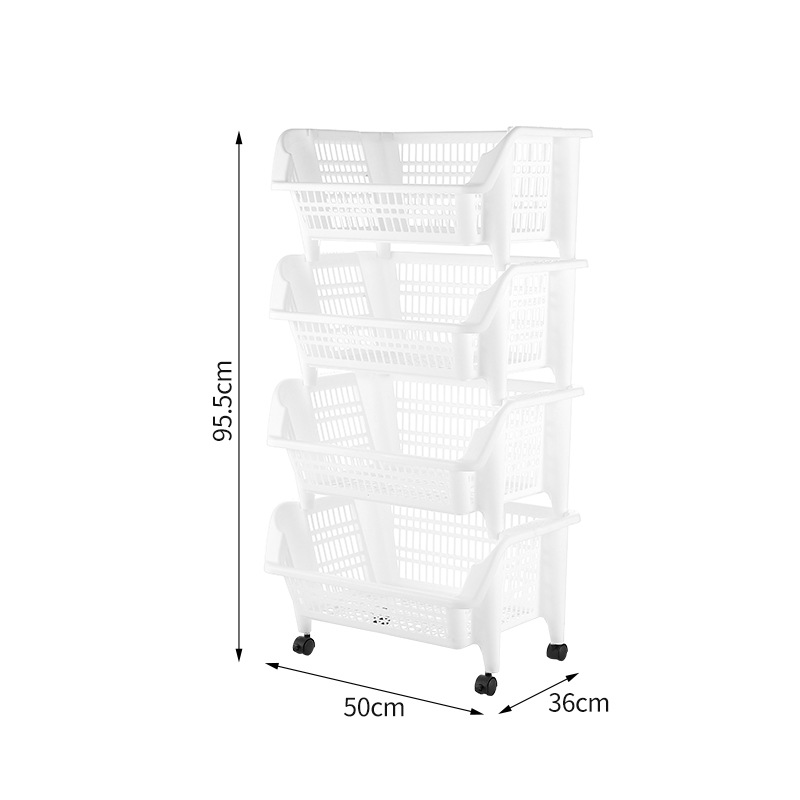 Estante de almacenamiento de cocina oblicuo de múltiples capas piso canasta de almacenamiento de frutas y verduras carro móvil para el hogar canasta de almacenamiento apilable