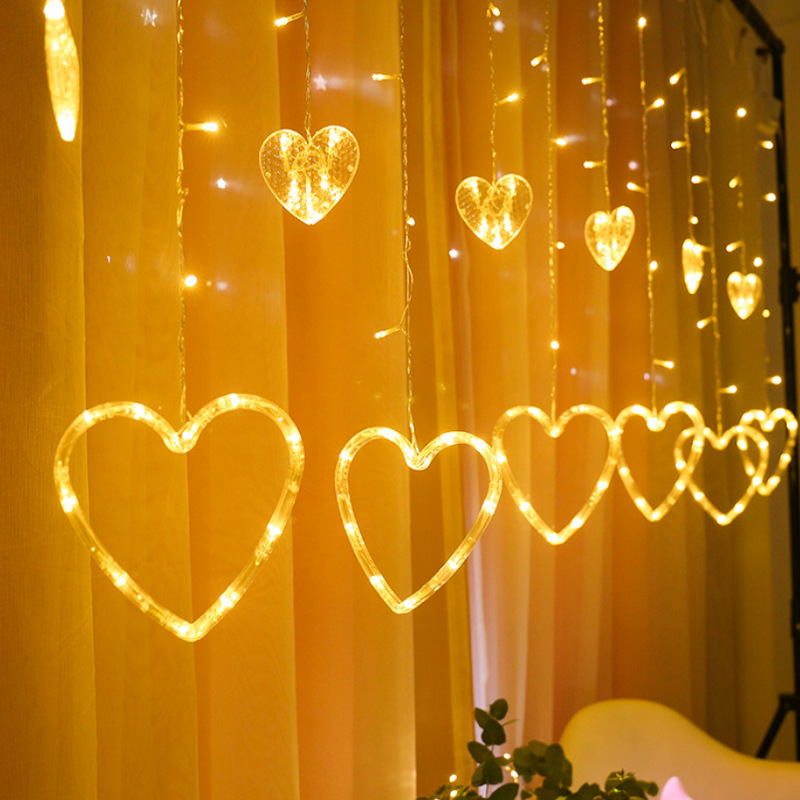 LED amor luz cortina luz estrellado noche luz ambiente Cadena de luz luces de colores decoración de Año Nuevo boda Día de San Valentín