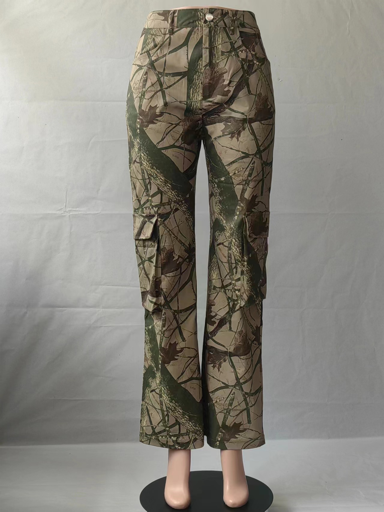 Vêtements pour femmes 2024 nouveau pantalon camouflage sexy ample décontracté à poches zippées_voghion.com