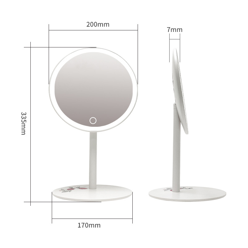 2022 nueva ronda de escritorio vestidor espejo inteligente con luz belleza regalo de almacenamiento portátil de escritorio LED espejo de maquillaje