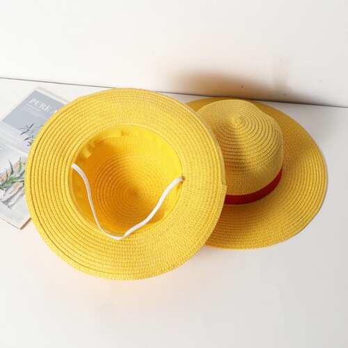 One Piece Luffy Straw Hat Cosplay Anime Costume Straw Woven Parent-Child Hat Sunshade Sun Protection Hat Performance Hat
