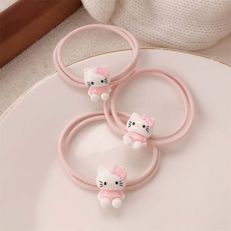 Dibujos animados lindo gatito cuerda para el cabello simple ins girl lazo para el cabello con banda de goma para el cabello salvaje cuerda para el cabello Mori accesorios para el cabello