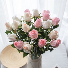 Long branch rose artificial flower manufacturer home soft decoration wedding hand held flower road lead flower wall artificial flower MW41106