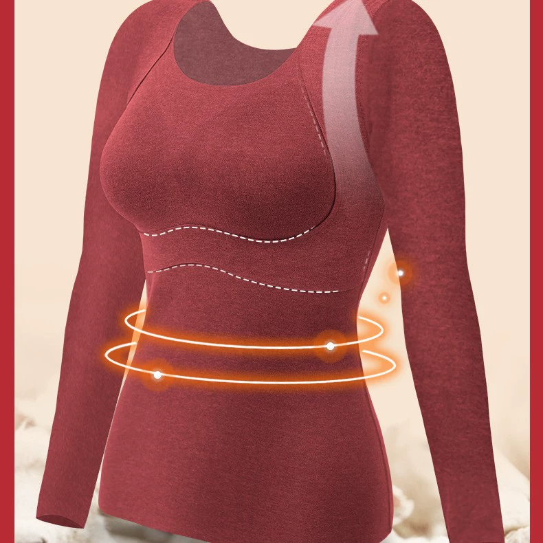 Все включено чашка нижнее белье с длинными рукавами два в одном без бюстгальтера кашемир теплый длинный рукав