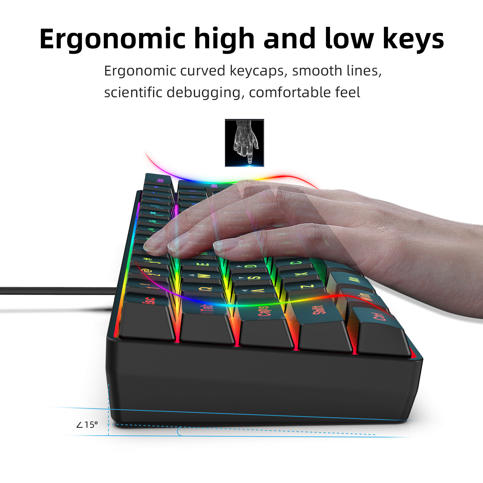 Neu 61 tasten verdrahtet beleuchtete tastatur set fan loch maus büro spiel keybaord_voghion.com