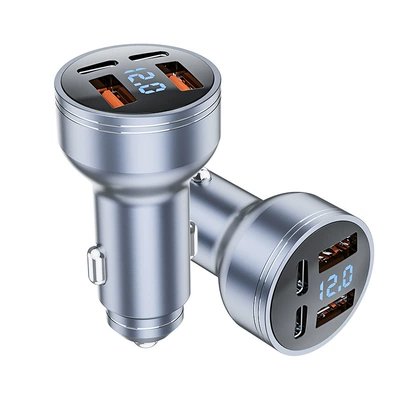 Cross-border multi-port high-power car charger Mobil şarj cihazları - grey
