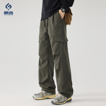 枫舍男装 /2025秋冬新款美式复古休闲裤格纹肌理工装风直筒裤长裤