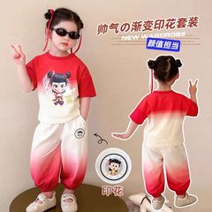 女の子ネザ半袖スーツ子供の新しい夏ベビーファッショナブルでかわいい 2025 カジュアルツーピース夏服トレンド