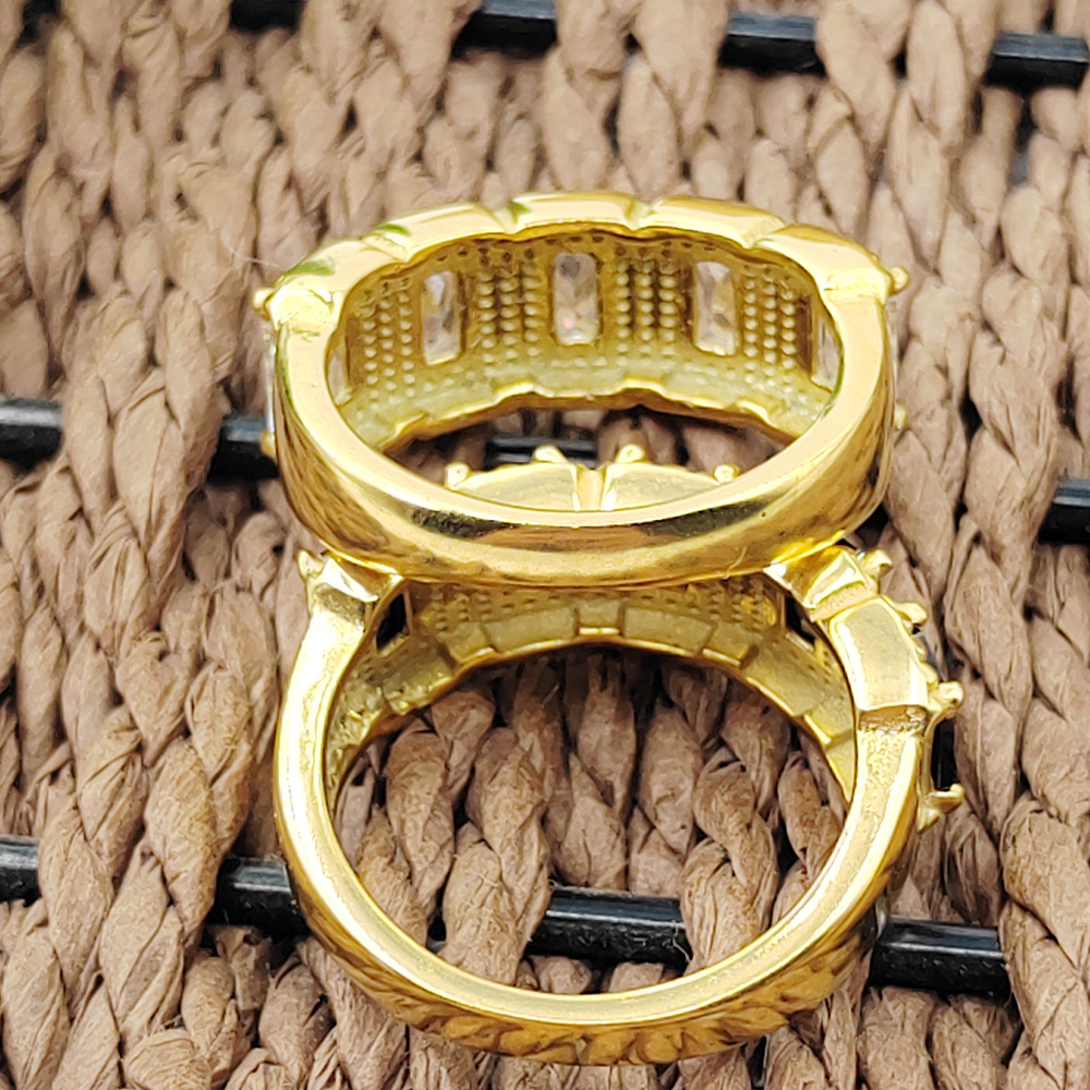 8g Weight PVD Coated Gold Plating Process 18K Gold, Real Gold Plated Plating Material 304 Stainless Steel Pendant Material Zircon Inlay Material PVD Coated 18K Gold Real Gold Plated Geometric 304 Stainless Steel Retro Waterproof Non Tarnish Rings