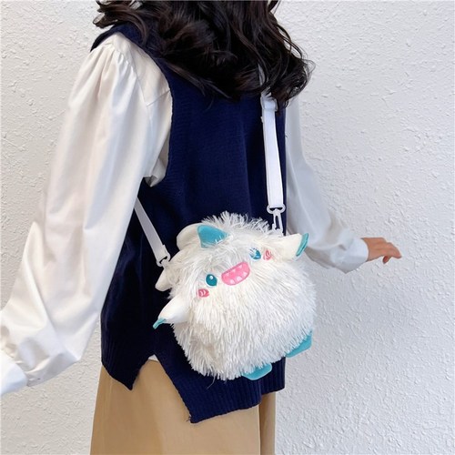 New ins cartoon little monster plush shoulder crossbody bag monster backpack doll fresh animal mobile phone bag trendy