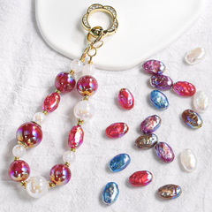 海蒂家30顆流星馬貝通孔異形扁珠橢圓鍍彩細閃diy飾品配件批發