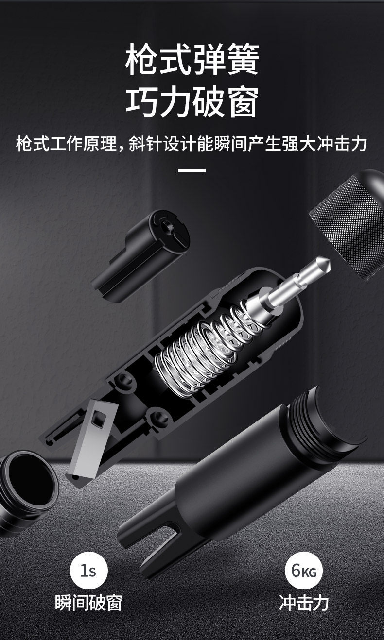 Car Window-Breaking Tool, Multifunctional Heavy-Duty Vehicle Rescue Safety Hammer, Tungsten Steel Glass-Breaking Device