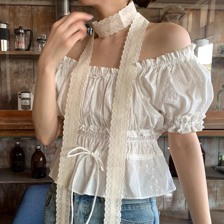 Белый универсальный аксессуар, пояс, ободок, цветочный принт