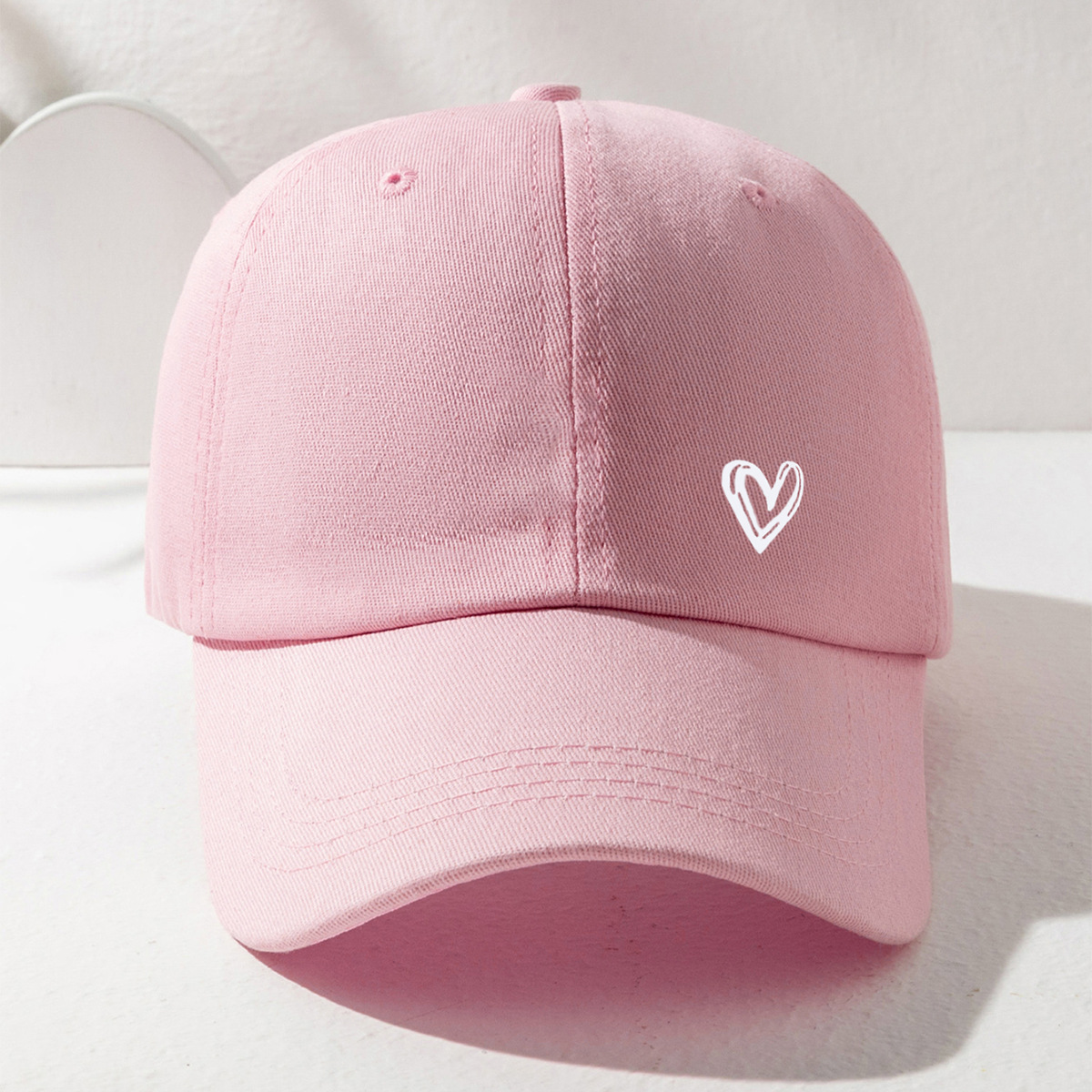 Unisex Sweet Heart Shape Printing Curved Eaves Baseball Cap display picture 3