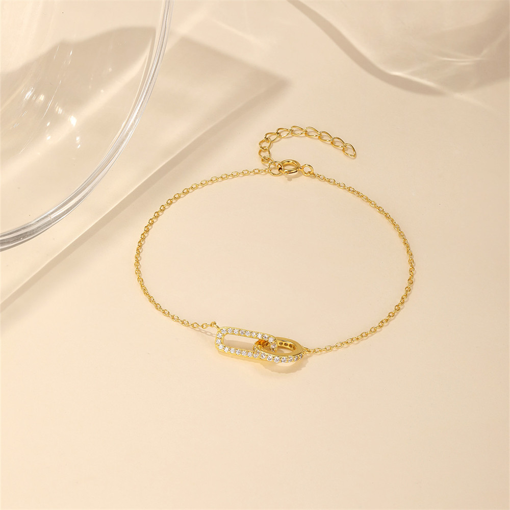 S925 Sterling  Double Buckle Single Row Diamond-Studded Necklace Bracelet Jewelry Suit   All-Matching Graceful Accessories display picture 6