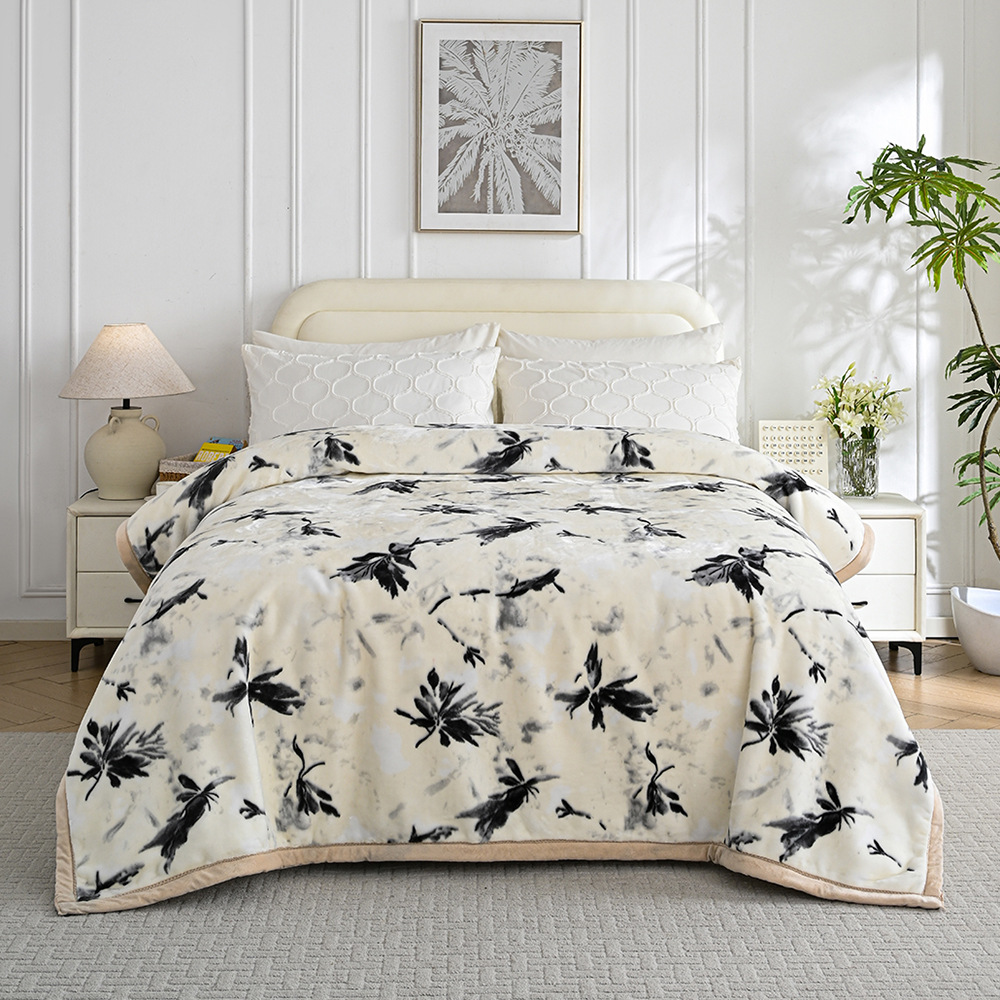 Nueva franela de leche gruesa de comercio exterior, manta de impresión cálida y agradable para la piel en invierno, manta de sofá, manta transfronteriza