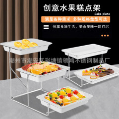 卸売ホテルビュッフェテーブルセッティング三層食品ディスプレイスタンドフルーツデザート寿司冷菜調理済み食品スナックスタンド