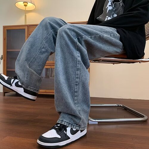 Jeans, men's fashion brand straight straight loose spring and autumn, Korean style trend all-matching casual pants, pensive wide-leg dad pants