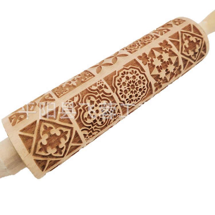 Navidad Rolling pin rodillo de madera maciza rollo pin grabado fondant galleta Impresión de galletas rollo image 7